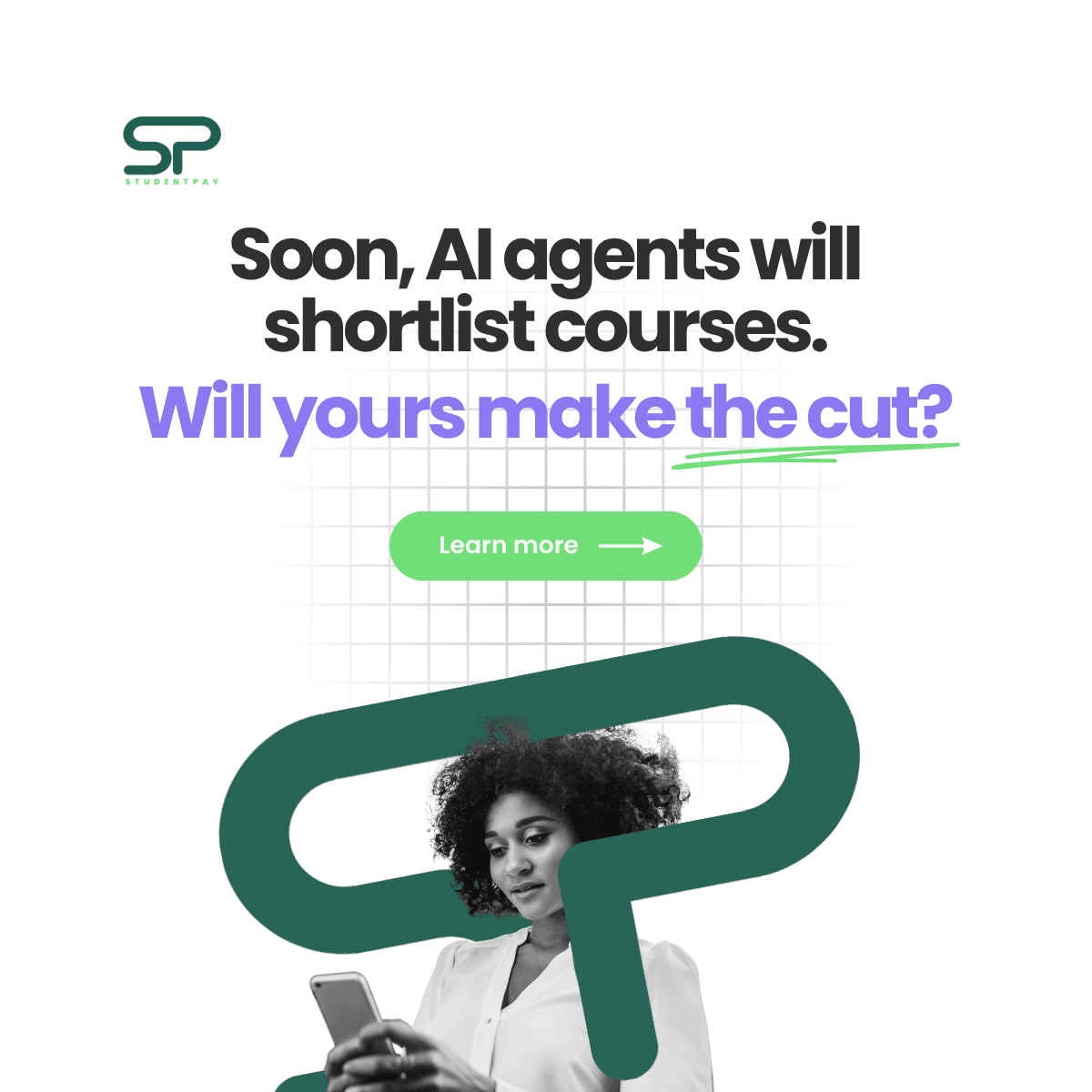 StudentPay illustration asking whether education providers will make AI-generated course shortlists